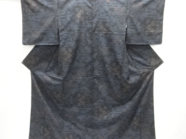 JAPANESE KIMONO / UNUSED DORO OSHIMA TSUMUGI (7 maruki) / WOVEN FLOWER & PLANT